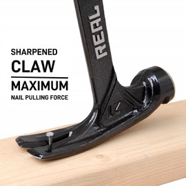 Real Steel 21 Oz One Piece Forged Milled Face Framing Hammer with Rip Claw 0517, Black