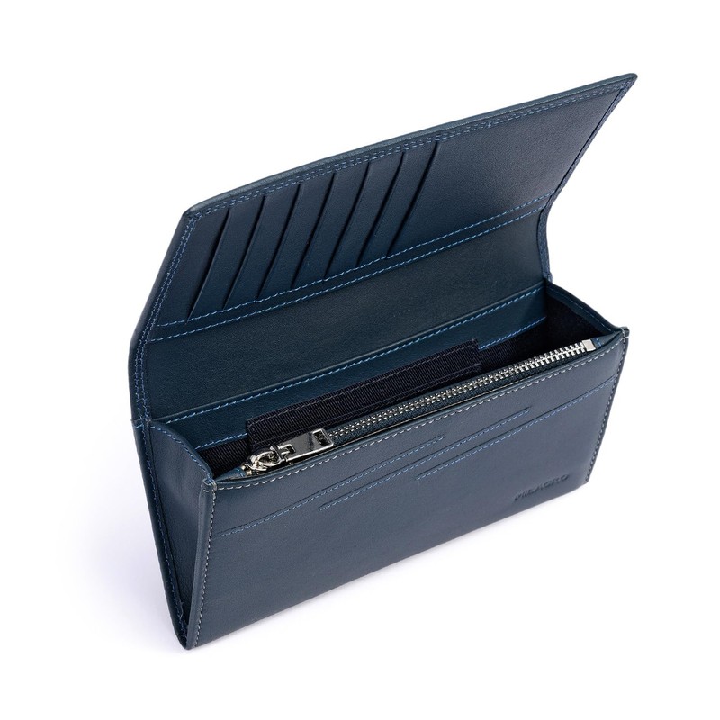 Milagro SL-CD-2925 Kip Leather Double Stitched Long Wallet (Men's Wallet,