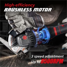 HAOYOO Cordless Angle Grinder 4-1/2 inch, Compatible with makata 18V Battery, Power Electric Angle Grinder Tool with Handle, Brushless Motor for Cutting, Grinding, Polishing（No Battery）