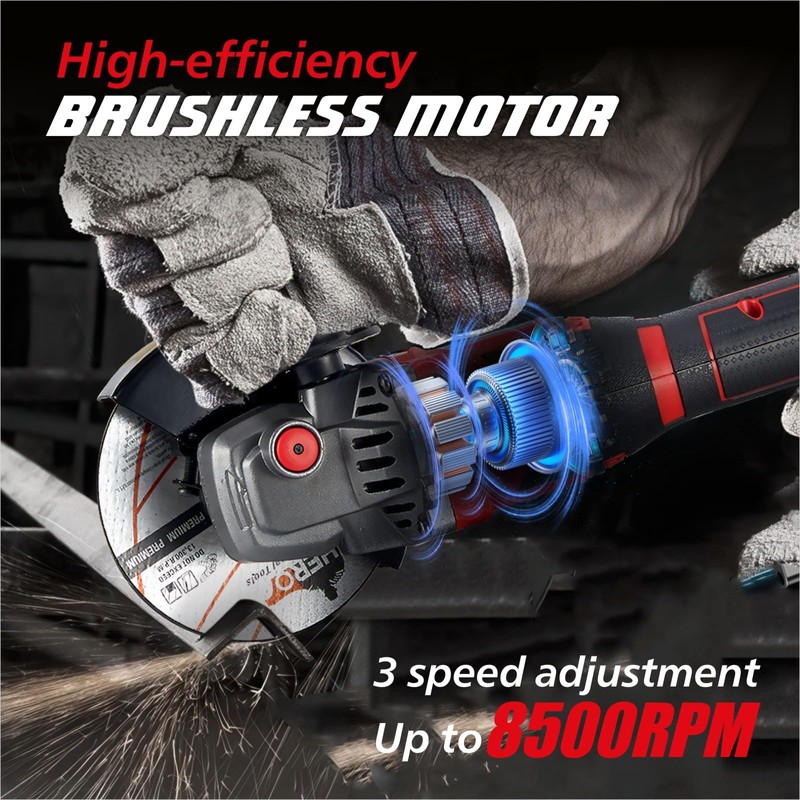 HAOYOO Cordless Angle Grinder 4-1/2 inch, Compatible with makata 18V