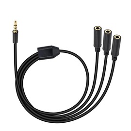 Xilaghy 3.5mm Headphone Splitter 1 to 3-Ways 3.5mm (1/8") TRRS 4-Pole Gold Plated Male to 3-Female Stereo Jack Splitter Audio Cable for Headphone and Microphones(50cm/20in)