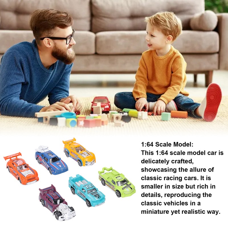 6pcs 1:64 Scale Alloy Racing Cars Set High Simulation Collectible