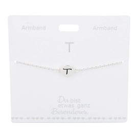 Depesche 4715-019 Armband für Damen mit dem Buchstaben T als Anhänger, versilbert, variabel in der Länge tragbar (15 - 20 cm), ideal als Geschenk für die Partnerin, (beste) Freundin, Ehefrau