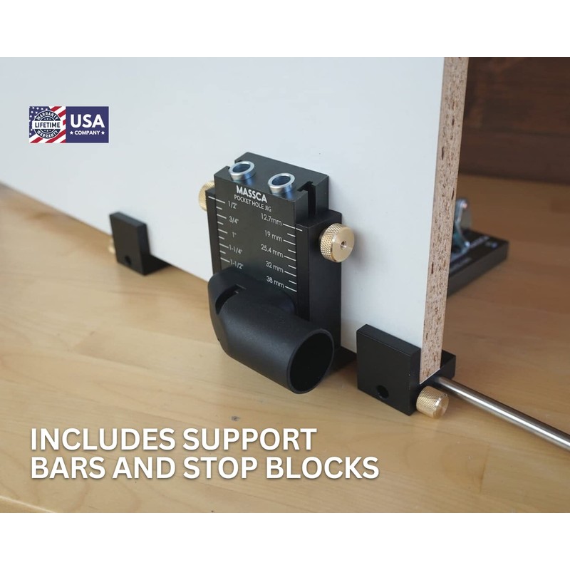 Massca Aluminum Pocket Hole Jig System Pro M2 Adjustable &