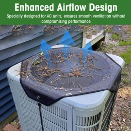 36" x 36" Universal Outdoor Air Conditioner Cover for Outside Units - Heavy Duty Weatherproof AC Cover with Mesh Panels, Fits Most Central AC Units, Top Protection Defender Design（Black）