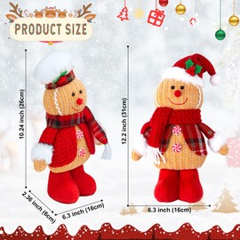 2PCS Christmas Gingerbread Man Plush Doll,Gingerbread Christmas Decorations,Christmas Gnomes for The Home,Christmas Stuffed Doll Gifts for Tiered Tray Party Decor Home