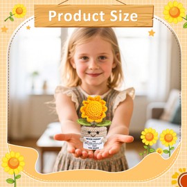 Funny Crochet Sunflower Positive Gifts for Women Cute Emotional Inspirational Support Plant Flower Birthday Teen Nurse Coworkers Daughter Girl Handmade Stocking Stuffers for Home Office Desk Car Decor