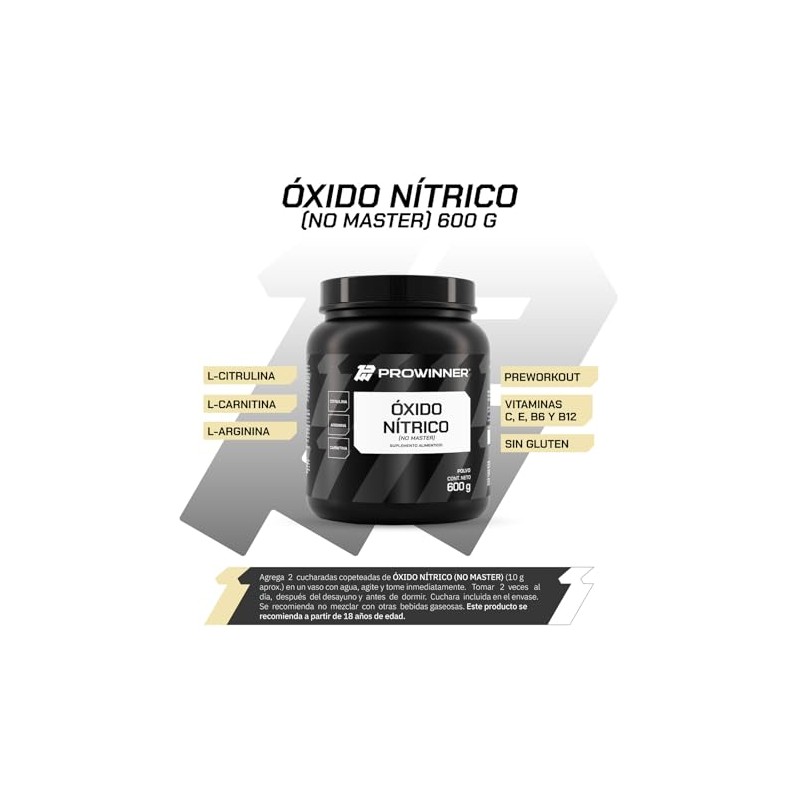 PROWINNER | Óxido Nítrico (No Master), Suplemento Alimenticio, con L-Arginina