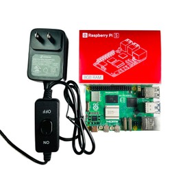 Sonicon Raspberry Pi 5 Starter Kit, Pi 5 8GB + Power Supply 3.3ft w/Power On/Off Switch & USB C Adapter