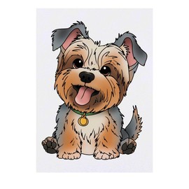 'Happy Yorkshire Terrier' Temporary Tattoo - Water Resistant, Skin-Safe, Non-Toxic Transfer (TO00084577)