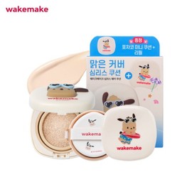 WAKEMAKE Seamless Wear Cushion 15g*2ea + Mini Cushion Set 3items [Tanning Pochacco Edition], Color:22P Rosy Neutral