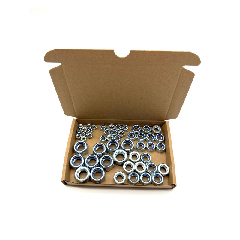 50Pcs Nyloc Nut Assortment Box | M6, M8, M10, M12,