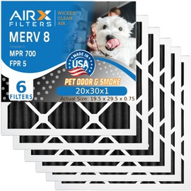AIRX FILTERS WICKED CLEAN AIR. 20x30x1 Air Filter Odor Eliminator Carbon Filter MERV 8 AC HVAC Furnace Filters 6 Pack