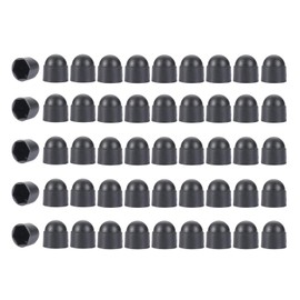 Hex Nut Cover, 50 Pcs 8 mm Plastic Dome Bolt Nut Protection Caps Cover for Bolts, Hex Hexagon Screws, No Thread, (Black M5*8 * 9.5)