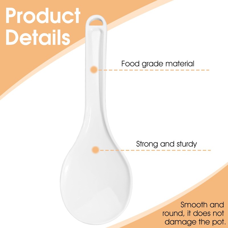 Giantree 2 Pcs Plastic Rice Paddle, White Rice Spoon Non-Stick