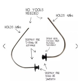 Under The Roof Decorating, Inc 14Pk DecoHooks Drywall Picture Hangers Holds 20lbs Strong Secure Hanging System