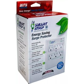 Smart Strip 6 Outlet Energy Saving Wall Mounted Power Strip & Surge Protector-Auto On & Off
