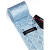 HISDERN Men's Baby Blue Plaid Tie Handkerchief Cufflink Tie Clip