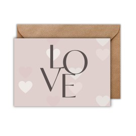 Valentins Tag Karte mit Umschlag - Geschenkkarte zum Valentinstag "LOVE" Herzen Muster Liebesgeständnis Liebeskarte Liebe Herz Romantik Valentinskarte für Partner Date (DIN A6)