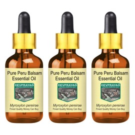 Devprayag Pure Peru Balsam Essential Oil (Myroxylon pereirae) with Glass Dropper Natural Therapeutic Grade Steam Distilled (Pack of Three) 100ml X 3 (10 oz)
