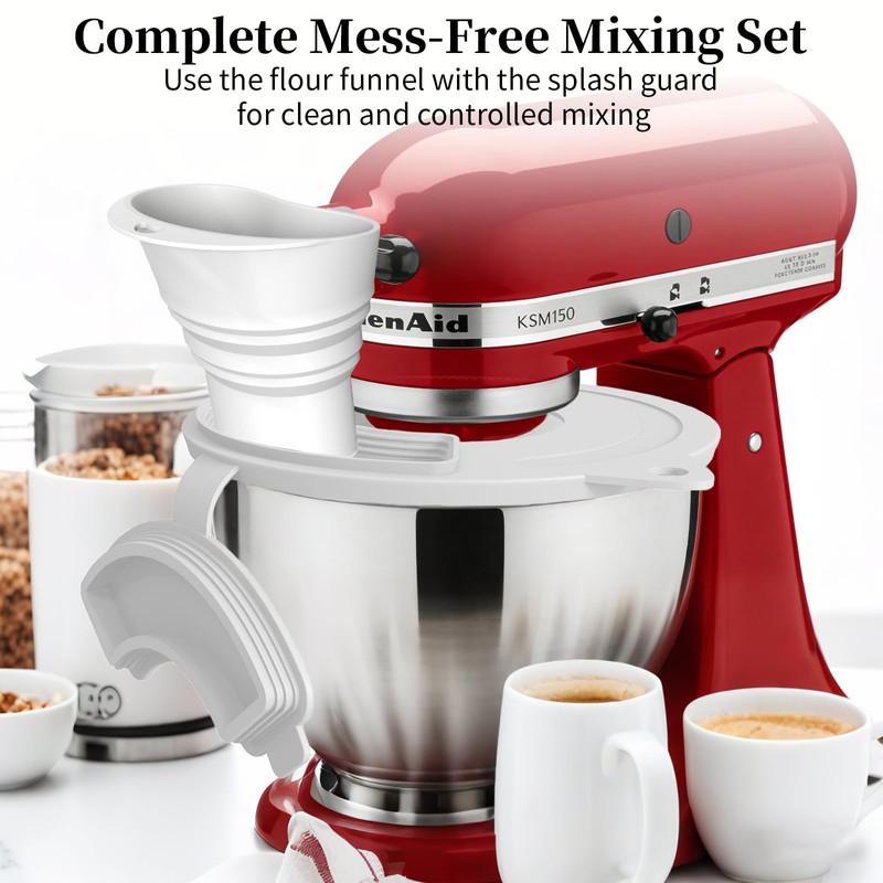KitchenAid Mixer Attachments Flour Funnel & Splash Guard, Mess-Free Flour