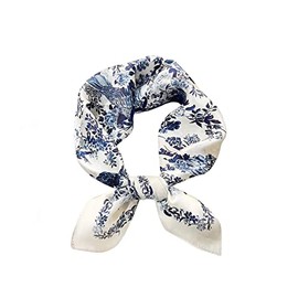 Tim & Tina Square 100% Mulberry Silk Hair Scarf Head Sleeping Wrap Satin Head Scarf for Women (S11 Blue and White)