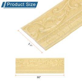 HARFINGTON 3D Wall Edging Self-Adhesive 90"x3.1" Flexible Peel and Stick Molding Trim for Wall Mirror Door Wardrobe Gap Sealing Frame Lines, Gold Tone
