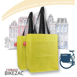 BikeZac Cobags 2.0 Bicycle Bag Clip-On Shopping Bag Bicycle Shopping Bag Pannier Rack Bag Shopping Trolley Bag Reusable Recycling Bag Yellow Simply Mustard 2 x