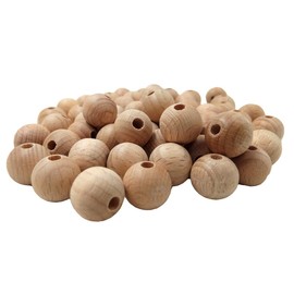 Alenybeby 100pcs Natural Beech Wood Round Pearl Ball 14mm Unfinished Wooden Spacer Craft Beads Toy Accessory for Keychain DIY Jewelry Home decoration