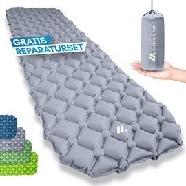 NORDMUT® Outdoor Sleeping Mat, with Repair Kit, Ultralight Thermal Pad for Hiking, Camping, Outdoors, Small Packed Size, Grey