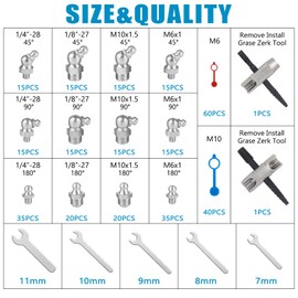 337PCS SAE & Metric Grease Fitting Replacement Kit 1/4" 1/8" M6 M10 Straight 45 90 Degree Zerks, with Plastic Grease Fitting Caps, Wrench Kit(7-11mm), 2 PCS Multi Tools (RED)