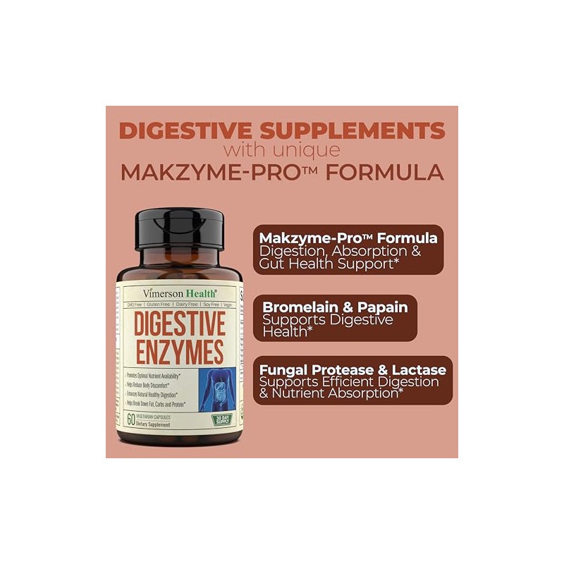 Enzimas Digestivas Probióticos Suplemento Multienzimático Natural Avanzado Una Digestión Absorción