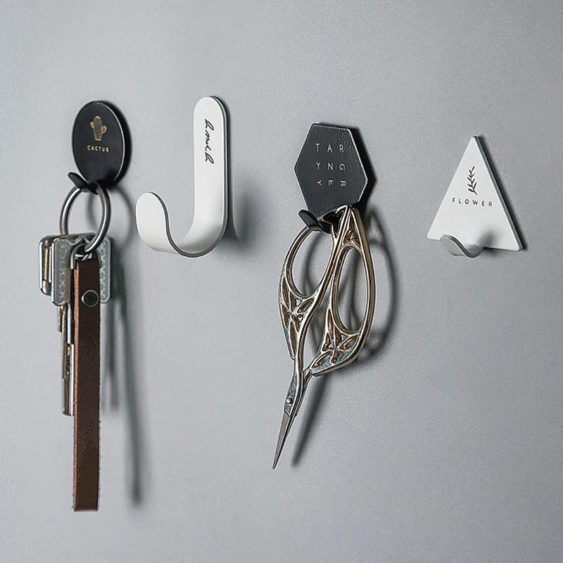 4 Ganchos de Pared Autoadhesivos de Metal, Percheros para Ropa,