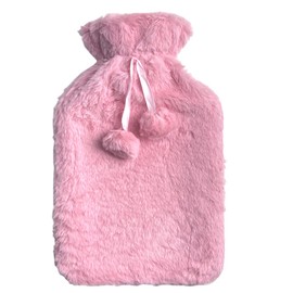 Hot Water Bottle with Cover, Vobulafy Warm Water Bottle with Cover, Pure Natural Rubber, Super Soft Fabric Cover, for Back, Waist, Neck, Legs, Bed (Large 2L Pink)