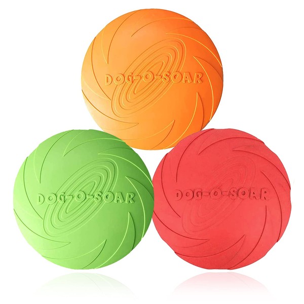 Winzasber 3 Pcs Frisbees pour Chien -22cm Frisbee Jouet pour Chiens - pour la Terre et l'eau, l'entraînement des Chiens, Lancer, Attraper et Jouer (Rouge + Orange + Vert)