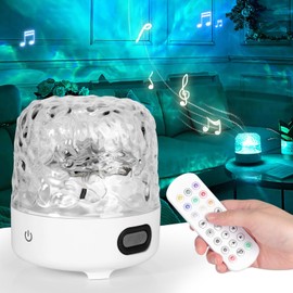 Ocean Wave Cordless Light Projector with 16 Color Effects, LED Night Lights Projector Mood Lighting, Built-in Bluetooth Speaker, with Remote Control, Bedroom & Kid's Room, Party Christmas Gifts