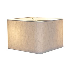 16x16x10 Rounded Corner Premiere Hardback Shallow Square Drum Lampshade Textured Oatmeal