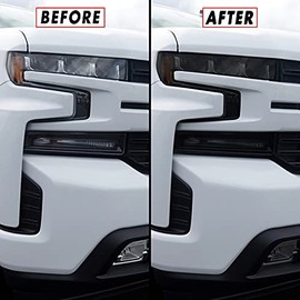 SlickMod PreCut Vinyl Smoke Tint for 2019-2021 Chevy Silverado LTZ, RST and High Country (1. Headlight and Foglight, 35% Light Smoke)