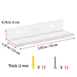 Vinyl Record Wall Mount Plates Shelf 6-Piece Set, Acrylic Record Shelf, Plate Rack Can Display Your Favourite Records or Collectibles, Listen to LP at Home or Office (Clear)