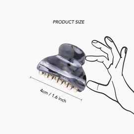 Basic Sense Shiny Small Hair Claws, Sparkling Rhinestone Clamps Non Slip Grip, A pack of 6pcs, Black Assortment