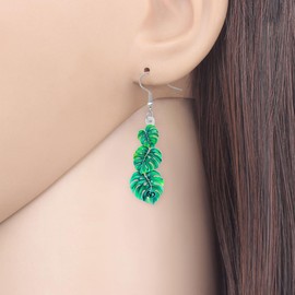 YINYA Acrylic Tropical Palm Leaf Teardrop Earrings Dangle Drop Monstera Plants Leaves Jewellery Funny Gifts for Women Girls Kids Charms Accessories (Green)