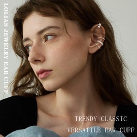 LOLIAS Ear Cuff Earrings for Women Non Piercing Silver Ear Cuffs White Gold Plated Ear Cuff for Non Pierced Ears Clip on Cartilage Earring Fake Earrings