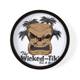 CafePress Wicked Tiki Bar Grill 10" Wall Clock for Livingroom, Kitchen, or Office