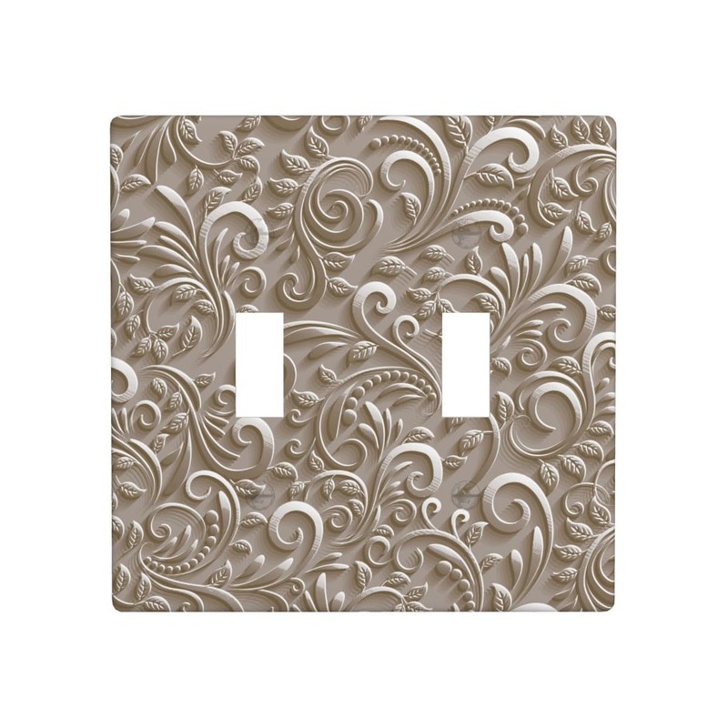 Mdulftar French Scroll Light Switch Cover Plates Brown Decorative Wall