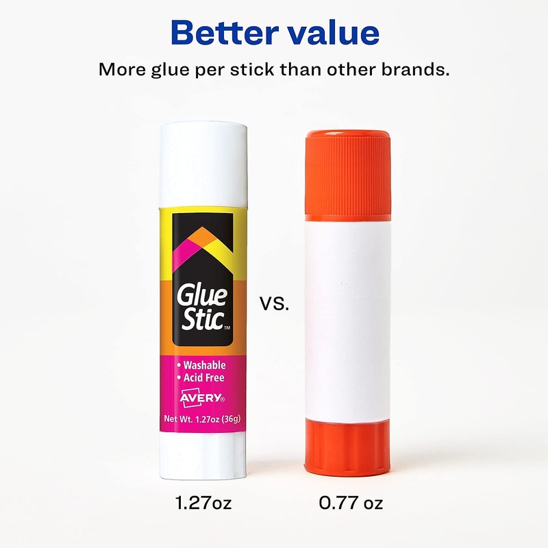 Avery 00196 Permanent Glue Stic, White Application, 1.27 oz. Stick,