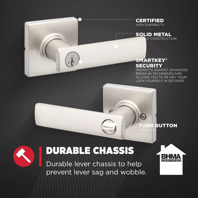 Kwikset Breton 405 Entry Door Handle with Lock and Key,