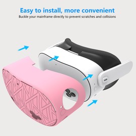 MLemonVR Silicone Cover Set for Meta/Oculus Quest 3s Accessories Includes VR Case Cover Face Interface Cover Upgraded Battery Opening Controller Grip Cover Lens Cap Protector Disposable Eyecup (Pink)