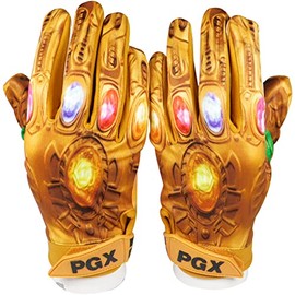 PGX Power Stones Football Receiver Gloves - Comfortable, Lightweight, Super Grip Finger Fit for Adult & Youth - Flexible (Golden, Small)