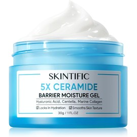 SKINTIFIC Crema Facial 5X Ceramidas - Reparación de Barrera Cutánea, Hidratante Sin Aceite para Piel Seca y Grasa, con Ácido Hialurónico y Centella Asiática, No Comedogénica, 30g