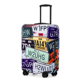 Adorila Travel Luggage Cover Protector, Washable Elastic Suitcase Cover, Luggage Protective Cover for 18-21 Inch Luggage (License Plate, S), License Plate, S